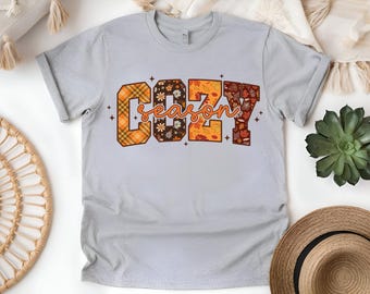 Custom Sublimated Vintage Fall Cozy Season T-Shirt: Cozy Autumn Tee