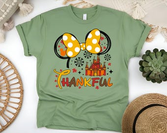 Disney Inspired Fall Thankful Minnie or Mickey Ear Shirt, Mickey Fall Vibes, Disney Trip T-shirt
