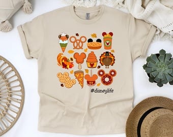 Disney Fall Snacks T-Shirt, Mickey Minnie Autumn Treats Tee, Unisex Gildan Cotton Fall Disney Shirt, Halloween Disney Trip Shirt
