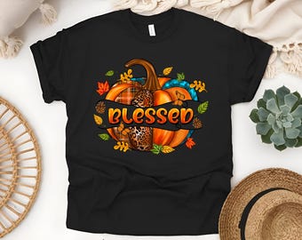 Custom Blessed Pumpkin Fall T-Shirt: Cozy Fall Tee