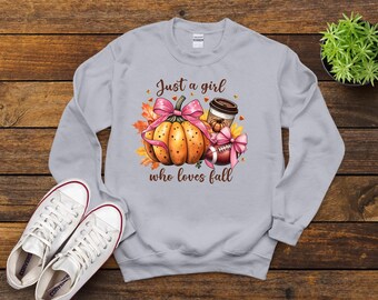 Custom Sublimated Vintage Just a girl who loves Fall T-Shirt: Cozy Autumn Tee