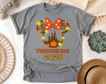 Thanksgiving 2025 Disney Shirt, Minnie Castle Tee, Family Matching Fall Shirts, Disney Trip Thanksgiving Outfit
