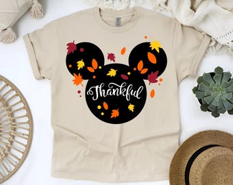 Thanksgiving Disney Shirt, Thankful Mickey Head Tee, Fall Disney Trip Shirt, Custom Autumn Disney Tee, Matching Family Disney