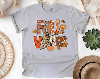 Custom Sublimated Vintage Fall Vibes T-Shirt: Cozy Thankful, Grateful and Blessed Autumn Tee