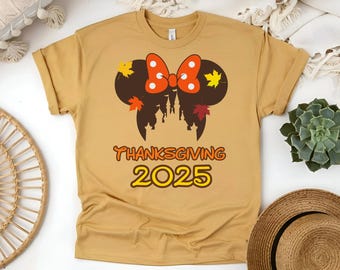 Thanksgiving 2025 Disney Shirt, Minnie Castle Tee, Family Matching Fall Shirts, Disney Trip Thanksgiving Outfit