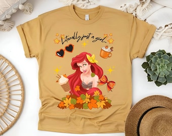 Disney Princess Fall Shirt, Just a Girl Who Loves Princesses Tee, Custom Disney Shirt, Belle Fall Tee, Ariel Fall Tee, Cinderella Fall Tee