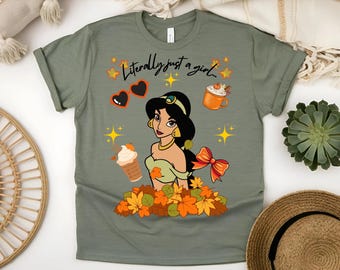 Disney Jasmine Fall Shirt, Just a Girl Who Loves Princesses Tee, Custom Disney Shirt, Belle Fall Tee, Ariel Fall Tee, Cinderella Fall Tee