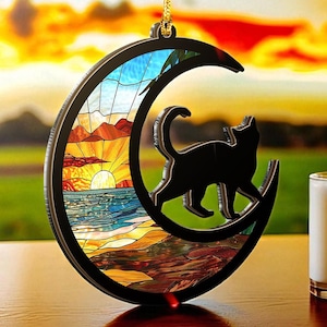 Personalized Cat Memorial Suncatcher Ornament: Custom Pet Loss Keepsake