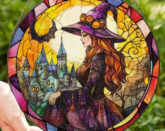 Gift For Her, Witch Cauldron Suncatcher: Gothic Window Hanging