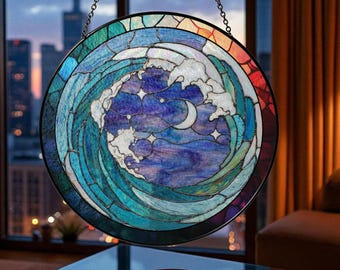 Atrapasueños de olas del océano, decoración costera para ventanas, regalo para amantes de la playa, decoración para el hogar inspirada en el océano, decoración con estética veraniega.