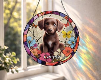 Custom Dog Memorial Stained Glass Style Suncatcher, Personalized Dog Loss Gift, Dog Sympathy Gift, Pet Bereavement Gift, In Loving Memory