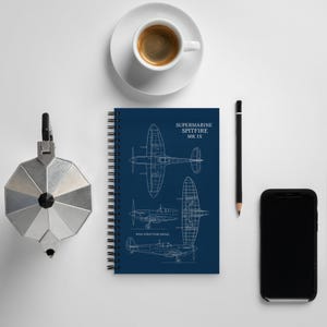 Spitfire Mk IX Blueprint Spiral Notebook
