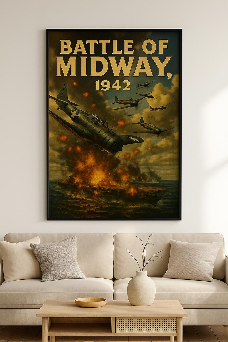 Battle of Midway 1942 WWII Poster – Naval Aviation Dogfight | Digital ...
