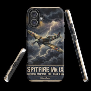 Funda para iPhone Spitfire de la Segunda Guerra Mundial — Funda militar vintage de aviación de la RAF — Batalla de Inglaterra — Regalo histórico para él