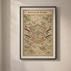 Póster del mapa de la Batalla de Kursk de la Segunda Guerra Mundial: un punto de inflexión en la guerra blindada