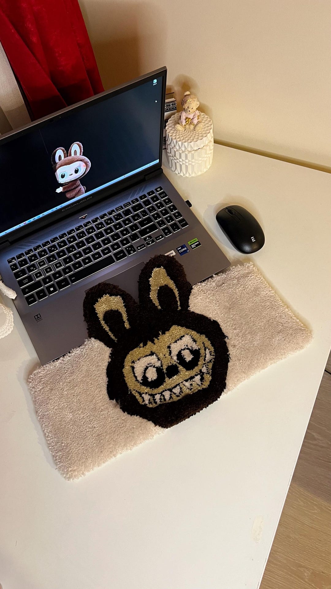 Labubu Keyboard Rug Labubu Handcrafted Keyboard Rug: Gamer Desk Mat - Etsy UK