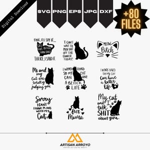 Funny Cat SVG Bundle, Cat Shirt SVG, Sassy Cat Quotes, Funny Cat, Peeking Cat, Cat Mom Gift SVG
