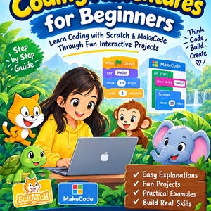 Aventuras de programación para principiantes 2026 / Libro electrónico de programación Scratch y MakeCode en PDF / Proyectos de programación para principiantes para niños