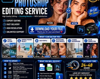 24hr Photoshop Editing Service, Photo Retouching, Add People, Remove Object (24hr)