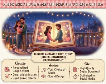Custom Animated Love Story Video, Personalized Couple Gift (Digital Download)