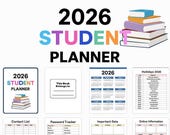 2026 Student Planner Printable editable  (PDF Book)