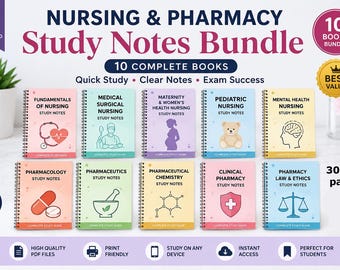 Nursing Pharmacy Study Notes Bundle | 10 Digital Books (PDF)