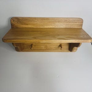 Vintage Wooden Wall Shelf with Heart Cutout & 2 Pegs | Solid Wood Cottagecore Wall Rack | 18x10 Inch Rustic Farmhouse Decor