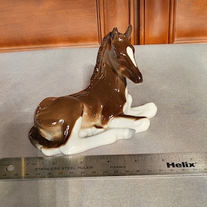 Saint Petersburg Imperial Porcelain Factory Sculptures HORSE BROWN RECUMBENT , Vintage Russian porcelain,  Wild Animal porcelain figurine