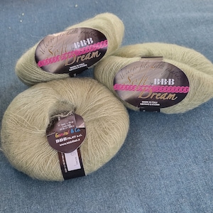 Soft Dream by B.B.B. Super Kid Mohair Yarn; 3 skeins;soft yarn; Knitting yarn; mohair yarn