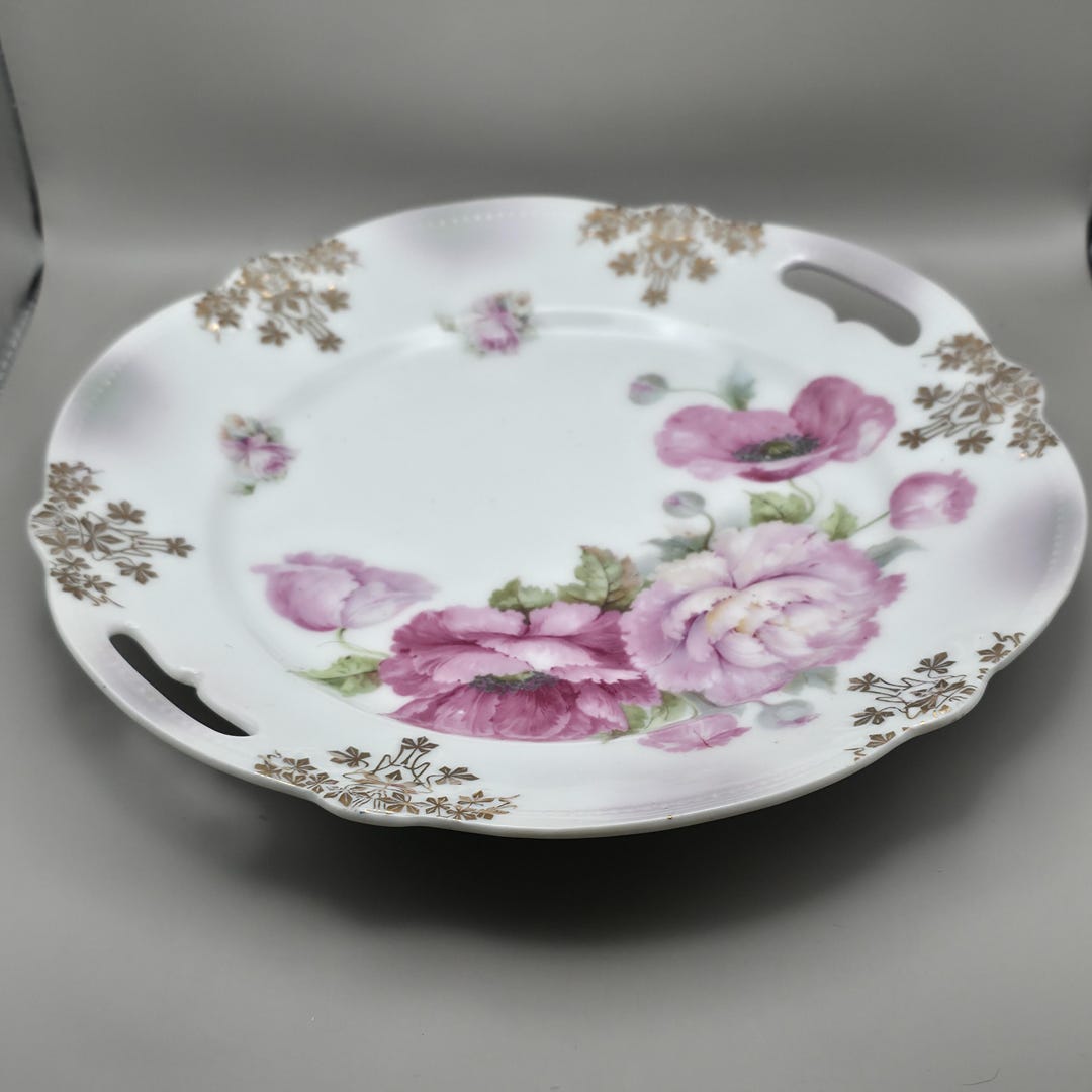 Antique Bavaria Pink Flowers & Gold Porcelain Serving Dish Plate - Etsy