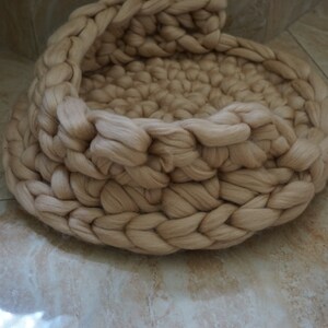 Chunky Knit Wool Cat Bed: Handmade Cozy Pet House (14 inch) image 2