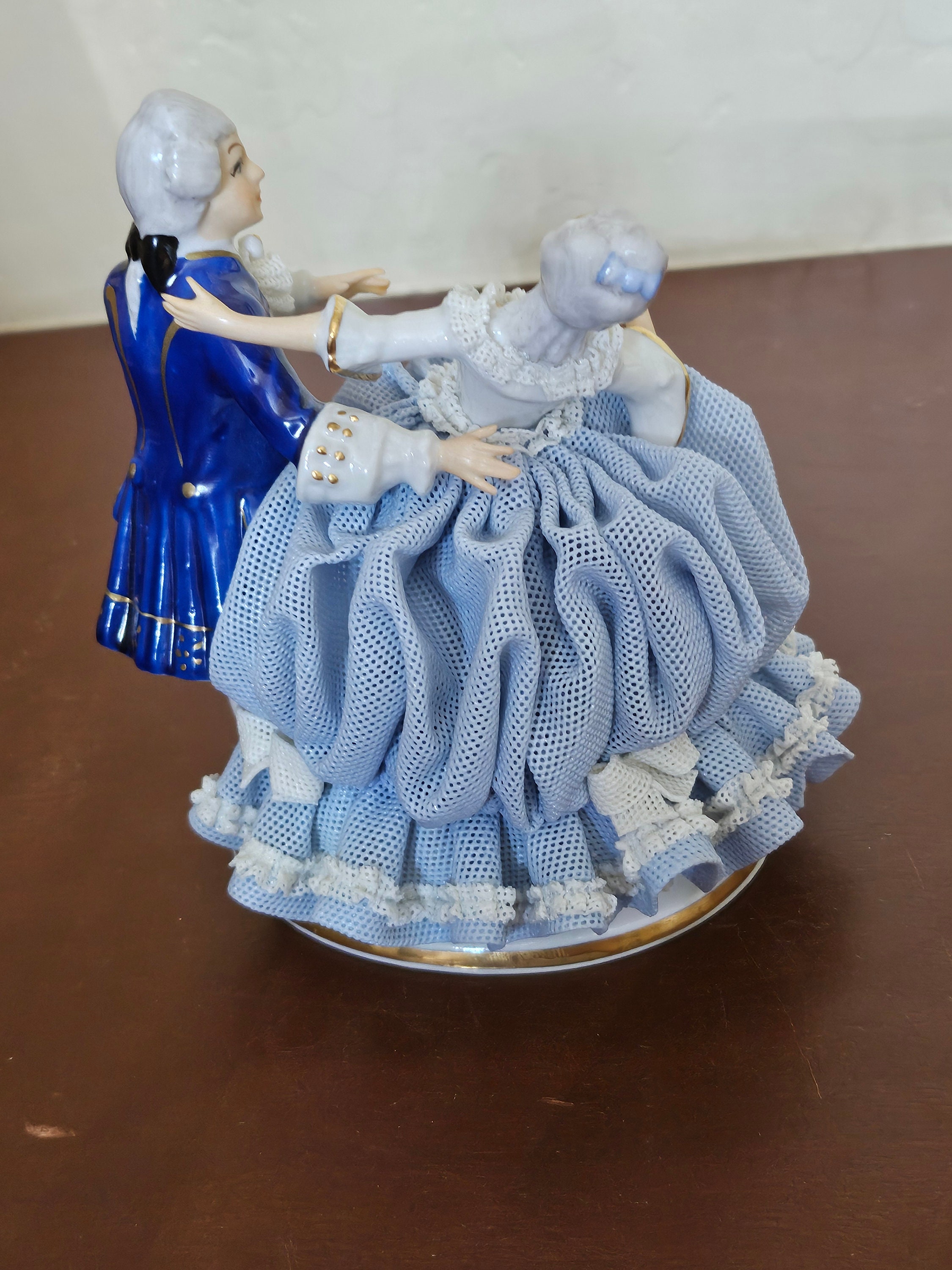 Vintage Sandizell Dresden Lace Porcelain Dancing Victorian