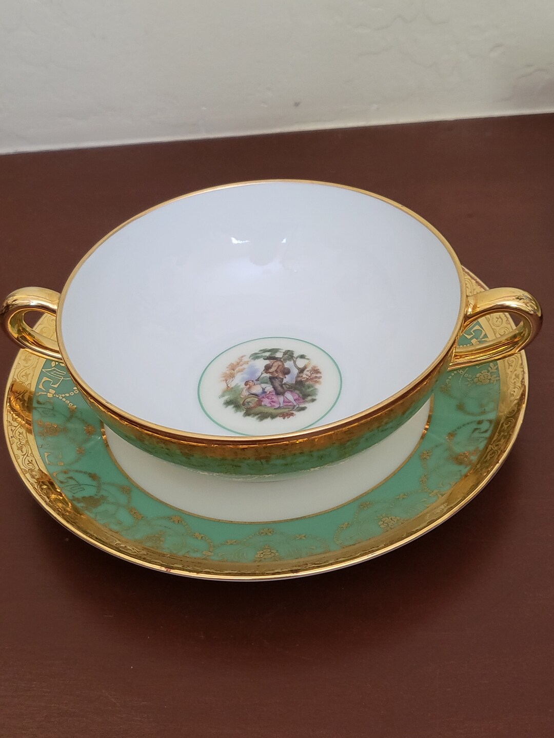 Antique Bohemia Czechoslovakia Cream Soup Bowl and Saucer - Etsy