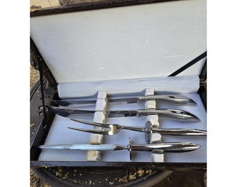 Vintage Samurai Besteck 4 Teilig Tranchier Set mit Koffer Japan Edelstahl