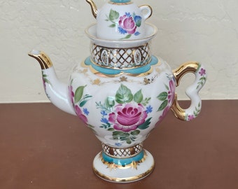 Vintage Saint Petersburg Lomonosov Imperial Factory Porcelain Teapot Samovar Light Day 480 Ml 16.2 Oz