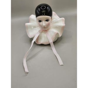 Vintage Schmid Glazed Porcelain Clown Pierrot Music Box &quot;Pierrot Love&quot;
