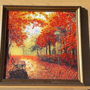 Autumn Park. Handmade Beaded Embroidery picture - Fine Art Wall Décor Christmas gift - Gift for Mom