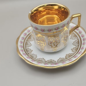 Vintage Winterling Bavaria Germany Gold Demitasse Espresso Cup & Saucer ; demitasse coffee cup