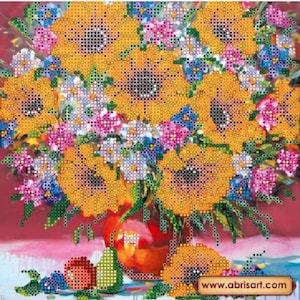 ABRIS ART Charts on artistic canvas Sunflowers still-life AC-447 - (beads included)