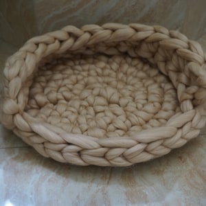 Wool Cat Bed, pet bed, cat furniture, Chunky knitted pet bed,  Pet accessories, Cozy cat house, knit cat bed, cat pad