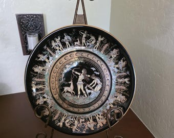 Vintage Ancient GREEK Decorative Plate Goddesses Hand Made 24K