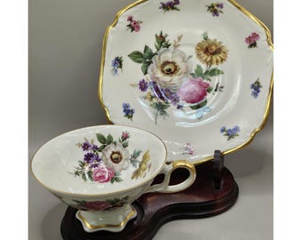 Vintage Mitterteich Bavaria  Cup & Saucer; German porcelain coffee cup