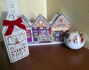 Vintage metalen blikken kerstdoos. Afzonderlijk verkocht