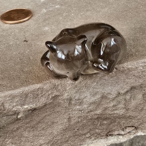 Saint Petersburg Imperial Porcelain Factory Sleeping Brown Bear Cub  Lomonosov Porcelain Figurine, Animal porcelain sculpture figurine