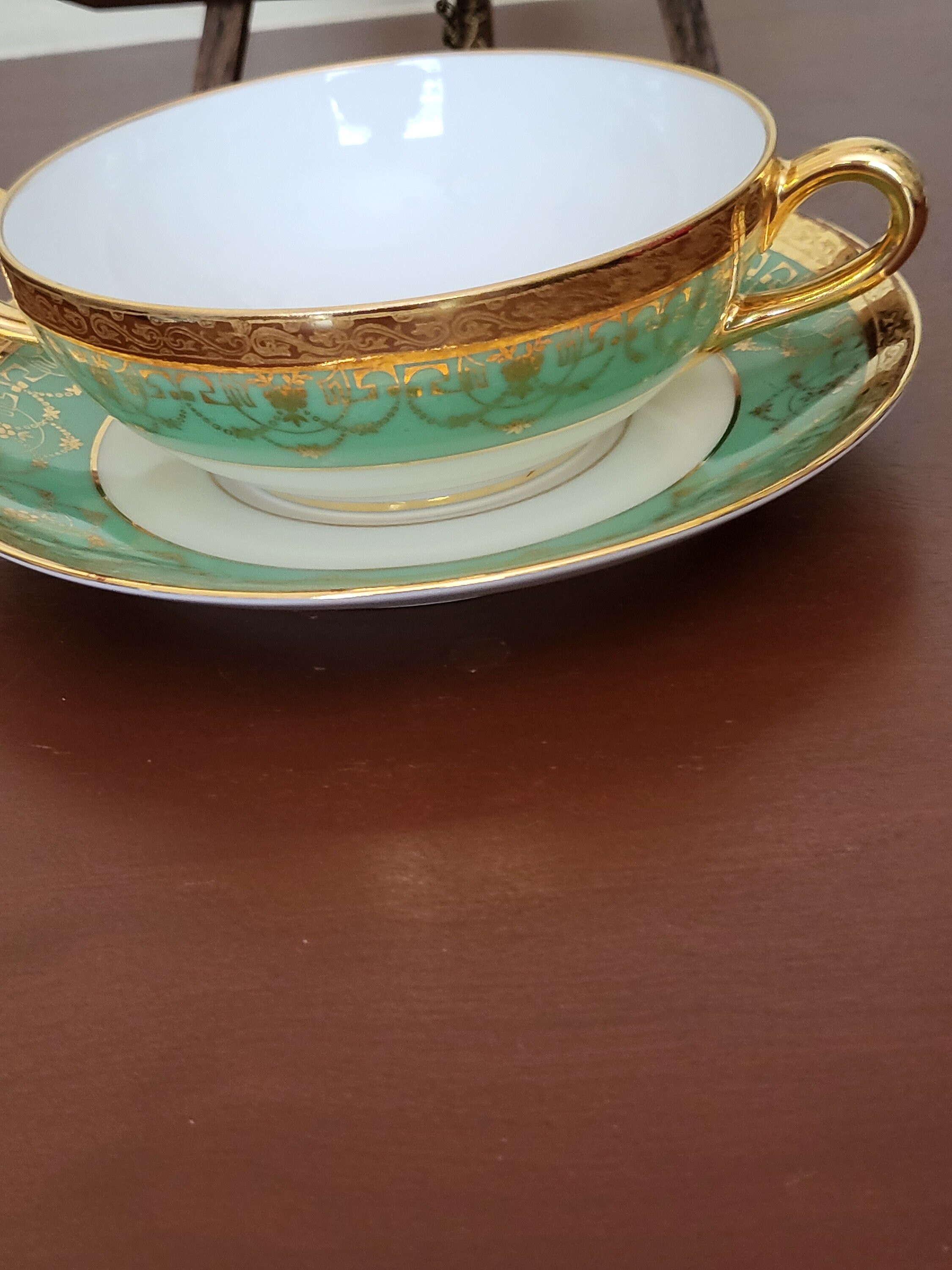 Antique Bohemia Czechoslovakia Cream Soup Bowl and Saucer - Etsy