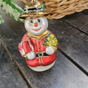 Snowman Glass Christmas Ornament: Holiday Tree Decoration