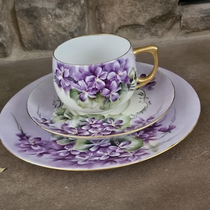Vintage Bavaria Germany Tea Cup And Saucer Trio set; Floral Pattern