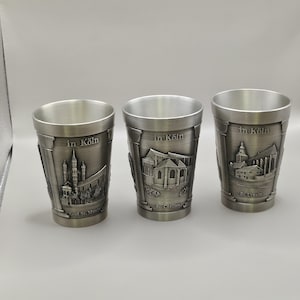 Vintage German Wertzinn-Stuttgart Design Zinn Pewter Cast Souvenir cup mug. Sold Separately.