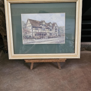 Afbeelding van de geboorteplaats Stratford-Upon-Avon van Shakespeare door Pat Bell, ingelijst; Wanddecoratie