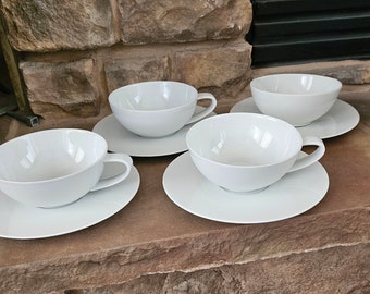 Set of 4 Calvin Klein Birch White Cup and Saucer